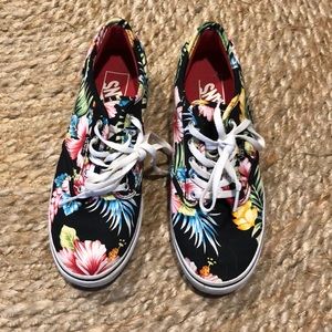 VANS size 7 floral tropical print shoes